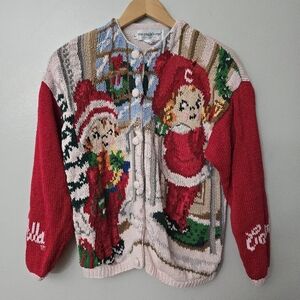 Vintage The Eagles Eye L Campbells Soup Chunky Knit Sweater * Read Hole Washed